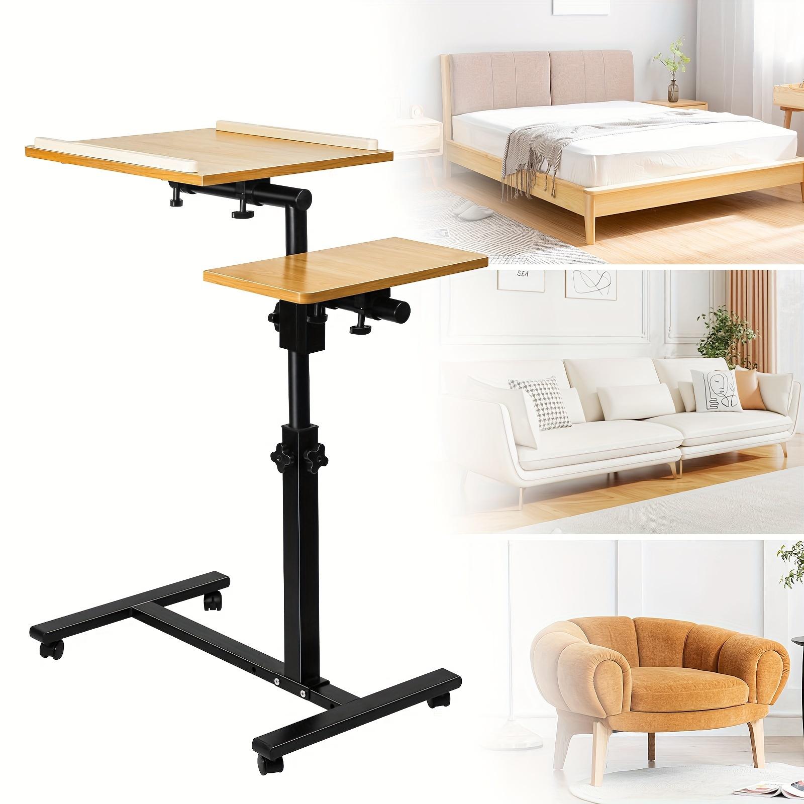 TEMU Portable Laptop Table With Wheels, Height Computer Desk, Suitable For Use Over A Bed, Dimensions 61x44x65-95cm