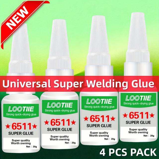 TEMU 4-pack Quick-drying High-strength Welding Adhesive - For Metal/ceramic/glass/wood, Transparent Oil-based High-strength Bonding Agent, For Home Use, Diy Repair Glue 20g