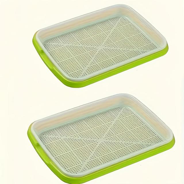 TEMU 4pcs (2 Sets) Quick Harvest Seed Germination Set, Suitable For Peas, Beans, Wheat, And Pet Herbs - Waterless Germination Tray With Drainage Holes (seeds Not Included)
