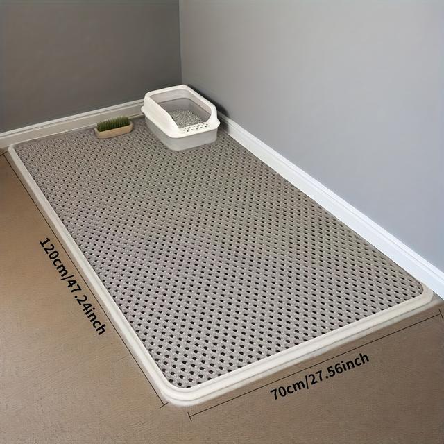 TEMU Extra-large Double-layer Cat Litter Mat With Wooden Box - Eva Material, Spill & Leak Prevention, , Easy For Indoor Litter Boxes, Mat | Functional | Wooden