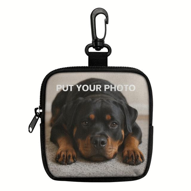TEMU Personalized Rottweiler Training & Treat Bag - Custom Photo (white Background), Carabiner Clip, Polyester Pet Bag For Rottweiler Owners, Training , - Gift For Rottweiler Lovers & Trainers