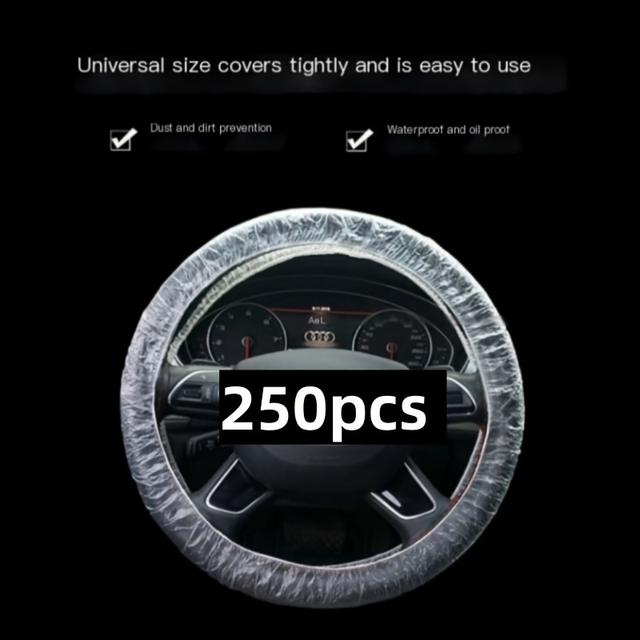 TEMU 250 Disposable Plastic Steering Wheel Covers For Cars, Universal Covers That Protect Against Dust And Dirt