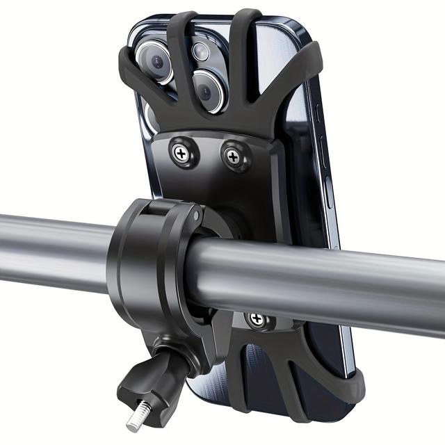 TEMU Motorrad Handyhalterung [Anti-Shake] für Handys, Verbesserte Motorrad Handyhalterung, Funktioniert mit iPhone 15/14/13 Pro Max und anderen Handys von 4,7 bis 6,7 Zoll, Farbe: Schwarz