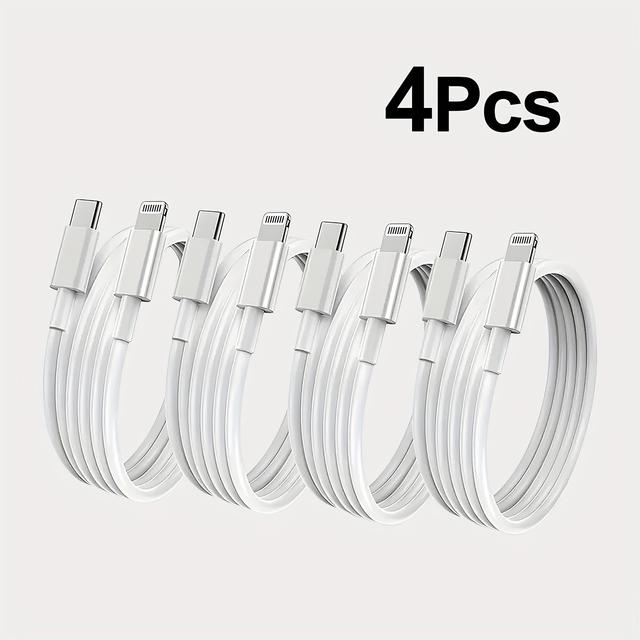 TEMU Rkry 4-pack, Fast Charging Sync Cord For Iphone 14 11 Pro Max Xr Xs X 8 7 6 Se Mini, Abs Round Shape, Usb Powered, ≤36v Male To Female Connector, Includes Electronic Components - 3.3ft
