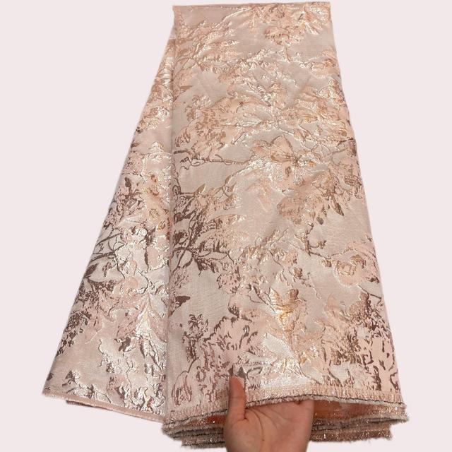 TEMU 1pc High Quality African Tulle Lace Fabric Floral Pattern Damask Embroidery Fabric Used To Sewing Damask Jacquard 5 Yards