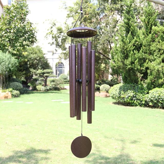 TEMU Wind Chimes Outdoor Deep Tone, 45 In Memorial Wind Chimes Large With 6 Heavy Tubes, Large Deep Tone Wind Chimes Outdoor For Garden Hanging Décor, Sympathy Gifts. Bronze