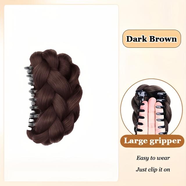 TEMU Elegant Synthetic Bun Extensions | Multi-colored Oval Claw | Versatile High Bun Accessory For Women | Suitable For Everyday Wear And Special Occasions | For Her, Hair Ornament