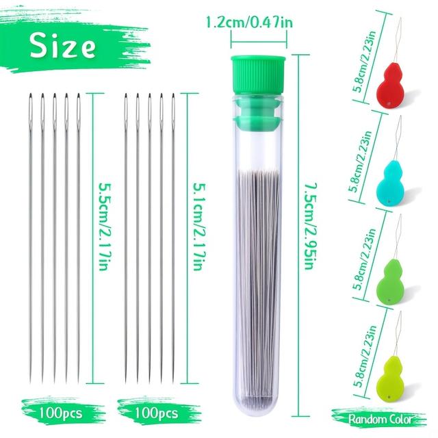 TEMU 200pcs Straight Beading Needles,size 10/11 Seed Beads Needles With Needle Bottle,needle Threaders, Beading Needles For Jewelry Making