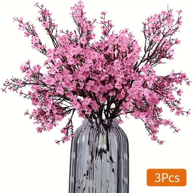 TEMU Set Of 3 Fabric Cloth Flowers For European Style Plant Decorations, Ideal For Wedding And Party Bouquets, Realistic Touch For Diy Home And Garden