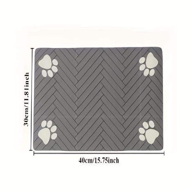 TEMU 1pc Of Pet Feeding Mat Made Of Quick-drying Mud Material - , Absorbent, Easy To Clean, Suitable For Dogs And Cats, Featuring A Beautiful Paw Print Design, Washable Pet Feeding Mat