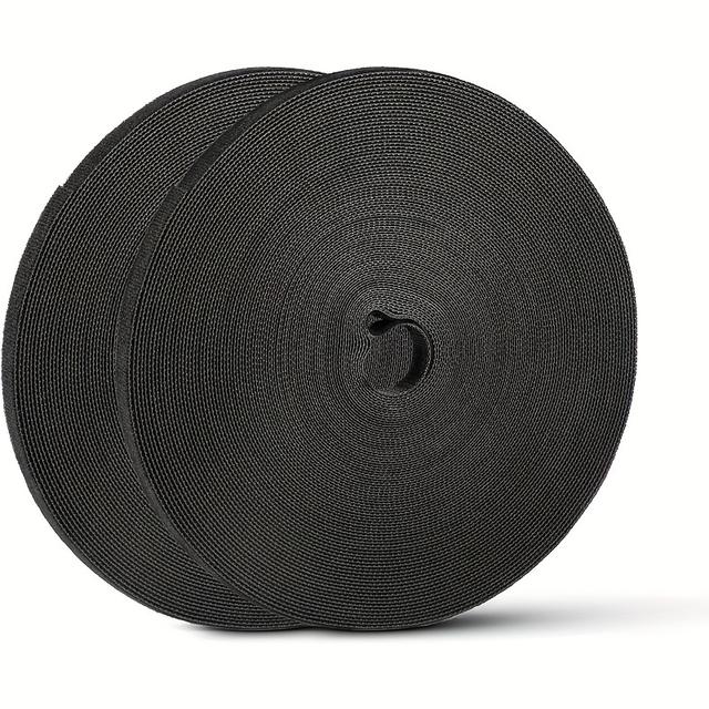 TEMU 54야드 x 0.4인치 재사용 가능한 케이블 타이 - 조절 가능한 코드 관리 합성 보석 스트랩, 홈 & 오피스 정리용 후크 앤 루프 테이프 (27야드 x 2롤, 블랙), 코드 홀더