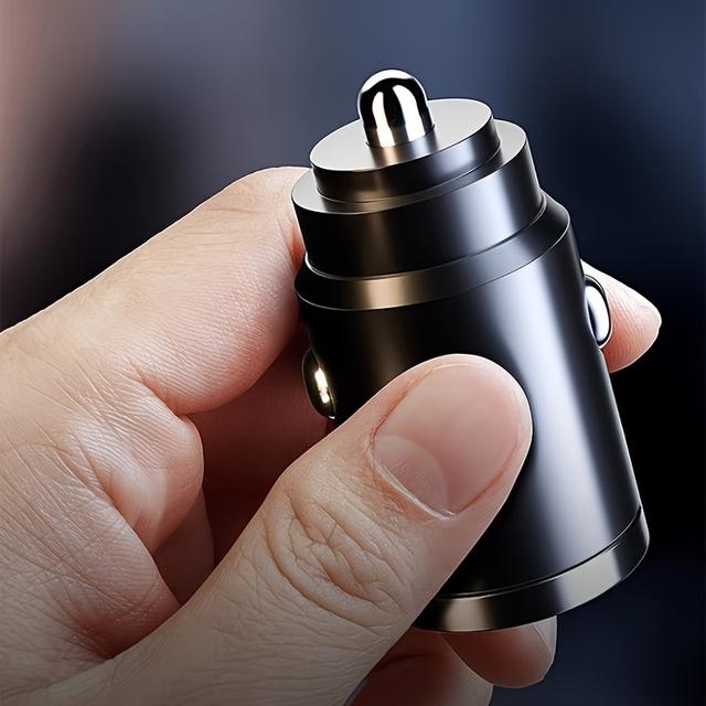 TEMU 100W Schnellladegerät aus Legierung für das Auto, Verstecktes Autoladegerät, Mini-Design Ziehreif Autoladegerät, Dual-Port Autoladegerät Adapter, Einfach zu Tragen und zu Laden