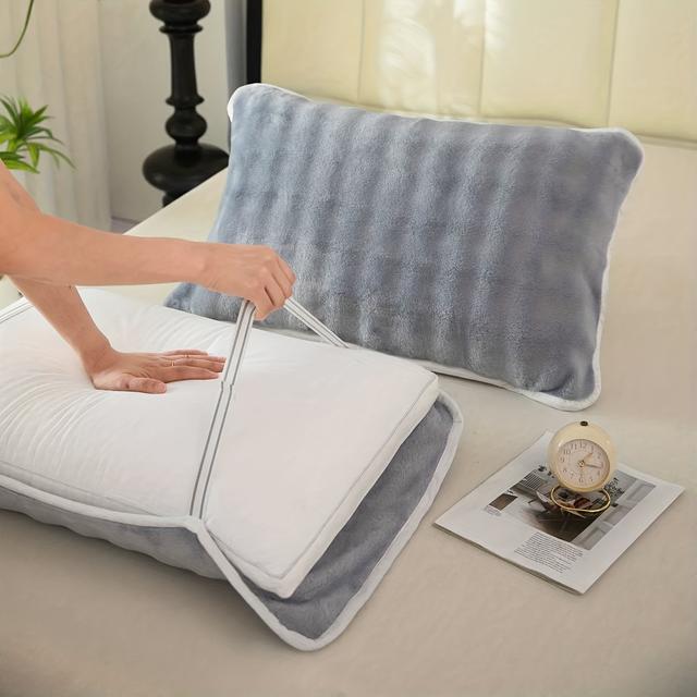 TEMU 特大厚手 頭皮オイル防止 両面枕タオル - バンデージデザイン -