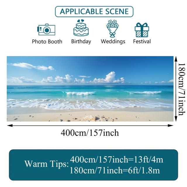 TEMU 2d Flat - 1pc Tropical Beach Garage Door Banner - 2d Flat Printing Polyester Outdoor Decoration, No Power Needed, Photo Shoots & Special Occasions, Easy To Hang, Beach Theme Decor