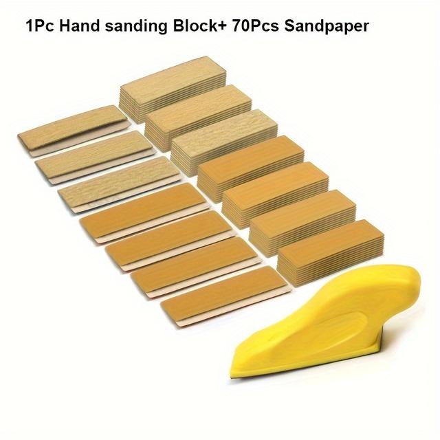 TEMU 71pcs Sanding Kit, 3.5" X 1" Sander For Projects, Detail Sanding Tool With Sandpaper, 80/120/180/240/320/400/600 Grit Hook And Loop Sandpaper For Diy Crafts, , Metal Polishing