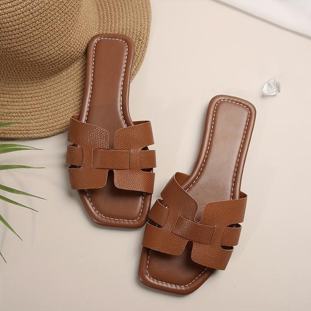 TEMU Damenmode geprägte Flachsandalen, Damenschuhe