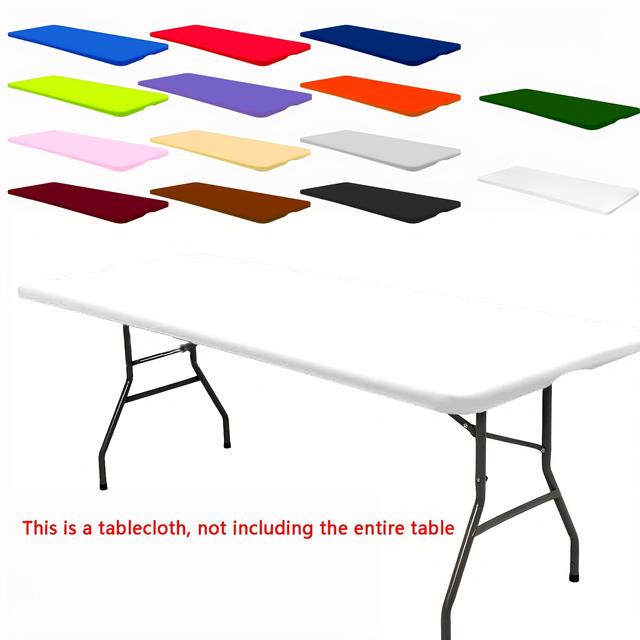 TEMU 1pc Stretchable Polyester Tablecloth Cover, Solid Color, Machine-woven, Washable, For Wedding, Party, Outdoor, Picnic, Birthday, Holiday, Kitchen, Bar, Banquet Decor - Rectangular Table Protector