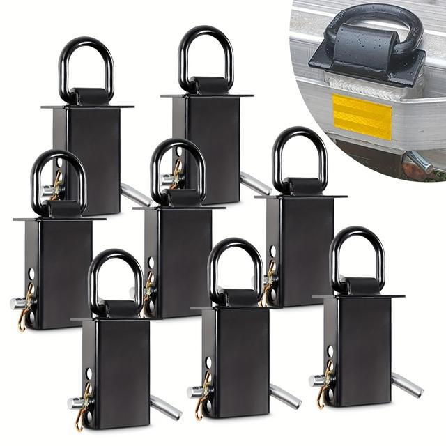TEMU Stake Pocket D Ring Heavy Duty Adjustable Trailer Stake Pocket, Load Limit 5400lbs & 4 Holes For Adjustment, Removable Stake Pocket D-ring Tie Downs Utility For Trucks