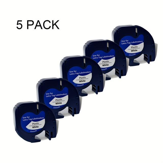 TEMU 5 Pack Compatible With Plastic Label Tape 91201 91331 (1/2 Inch X 13 Feet 12mm X 4m) Work For Lt-100h Lt- Plus 200b Xr Xm 2000
