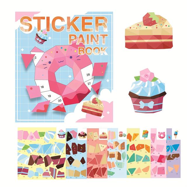 TEMU Crafts And Sticker Painting Books Featuring Dessert Theme, Complete With Numbered Stickers. Are Perfect For And Make Great Party Favors For Birthdays, Christmas, Halloween, And Thanksgiving