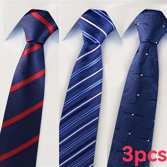 TEMU เนคไทผู้ชาย 3 ชิ้น ปรับได้ แบบผูกสำเร็จรูป ลาย Jacquard ทอคลาสสิก, เนคไทผ้าซาตินผู้ชาย, สำหรับงานแต่งงาน ธุรกิจ งานรับปริญญา เนคไททางการ, ของเสริมชุดสูท, ของขวัญสำหรับผู้ชาย