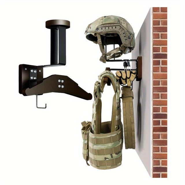 TEMU Сучасний Настінний Вішак для Шоломів та Спорядження з Масиву Дерева - Знімна Гачок, Металічна Конструкція - Ідеально для Мотоциклетних Костюмів, Курток та Аксесуарів для Їзди