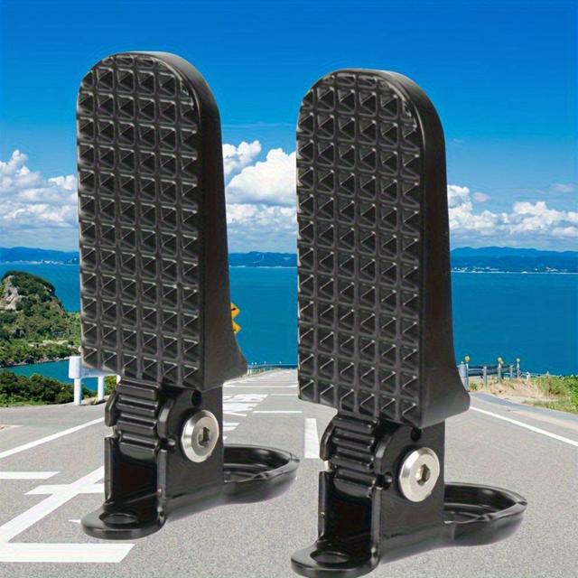 TEMU 2pcs Heavy-duty Aluminum Alloy Folding Pedal - Adjustable Rear Seat Compatible Folding Foot Suitable For E-bikes, Sturdy For Commuting & Casual Riding, Folding Pedals