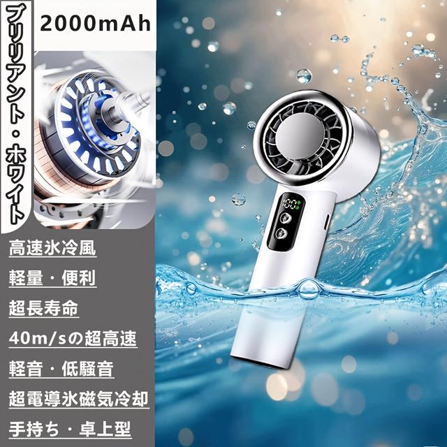 TEMU 携帯用アイスクーリングン、5段階風量調整可能。USBでバッテリー寿命を迅速に向上、2000mAh大容量バッテリー搭載で使用時間大幅延長