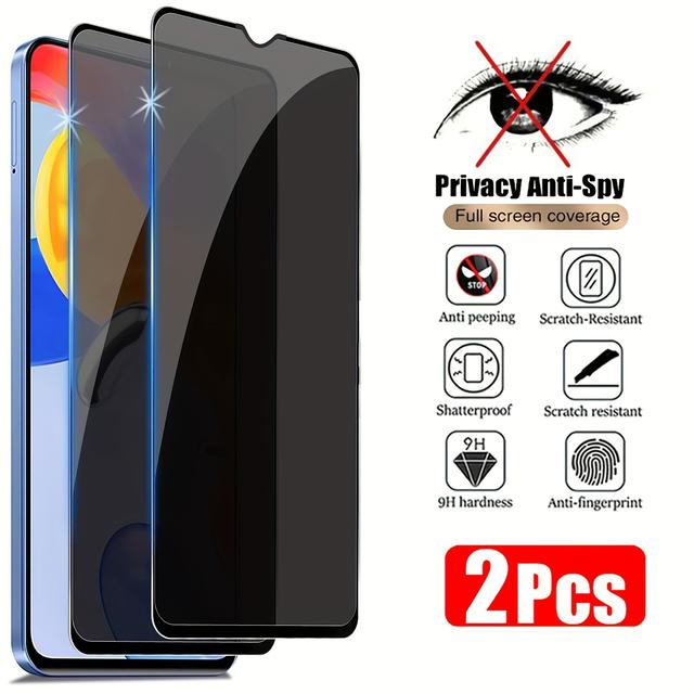 TEMU 2pcs Anti-peeping Films Privacy Tempered Glass For Redmi 11 10 9 Note 11 10 9 Pro