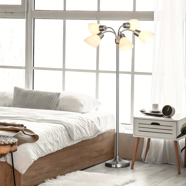 TEMU Arc Lamp With 5 Adjustable Rotating Lights, Modern Standing Gooseneck Reading Light For Living Room Bedroom Office, Bronze