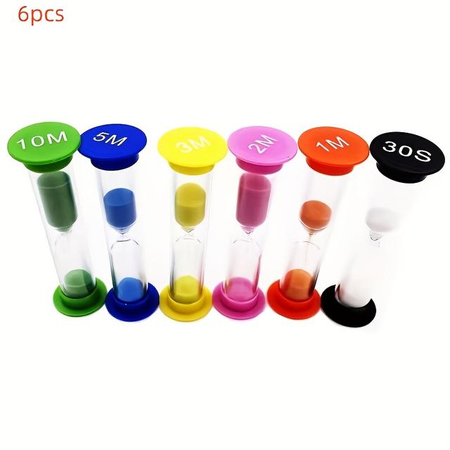 TEMU 6 Stück bunte Sanduhren, präzise Countdown-Zeit von 1-30 Minuten, stromlos, tragbares Design, geeignet für Klassenzimmer, Sport und Zuhause