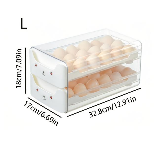 TEMU 1pc 18/36 Compartment Drawer-type Egg Rack, Transparent Rectangular Stackable , Kitchen Supplies
