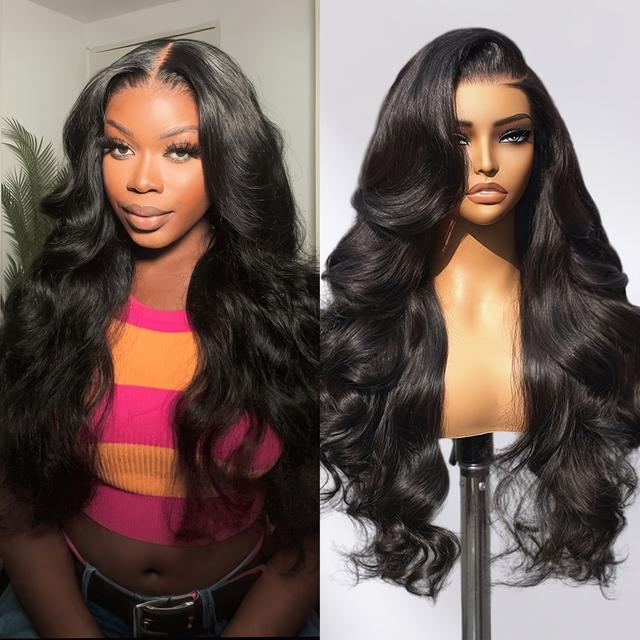 TEMU 4x4 Hd Lace Closure Wig 180% Density Brazilian Human Hair - Body Wave Glueless Wig With Pre-plucked & Cut Hairline, Natural Looking Put On & Go Wig For Women Of All