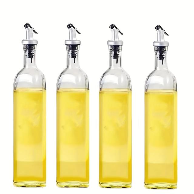 TEMU 4-delige 250ml Glazen Olijfolie en Dispenser Set met Druppelstoppen, Geschikt voor Koken, Keuken , Keukengerei, Keukengereedschap en Keukenaccessoire