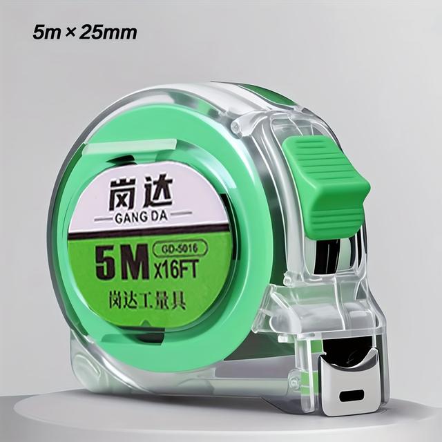 TEMU 산업용 고정밀 투명 스틸 줄자 - 196.85"/295.28"/393.7", 두껍고 내구성 강한, 낙하 방지 및 마모 저항, 읽기 쉬운 녹색과 검은 눈금, 전문 측정 도구 | 견고한 구조 | 튼튼한 스틸 줄자|줄자