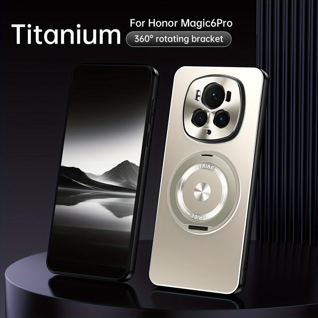 TEMU غطاء هاتف: لـ Honor Magic6 Pro/Magic6، غطاء هاتف بحامل دوار ، ملمس عالي الجودة، مظهر مبهر، مقاوم للانزلاق، مقاوم للبصمات، ملمس أكثر دقة، جمالية فائقة، غطاء حماية للهاتف