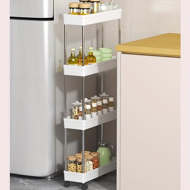 TEMU Kitchen Mobile Storage Rack, Home Kitchen Supplies Furniture, Kitchen Shelving Unit, Storage Rack, Sliding Shelf For Kitchen, Refrigerator, Bathroom, And Tight Spaces