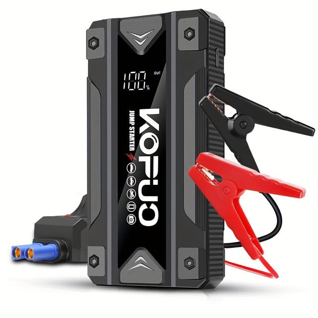 TEMU Arrancador de batería para coche de 3000A para motores de de 5L y diésel de 4L, arrancador portátil de 12V con USB/batería externa/ dual/luz LED, cargador de coche