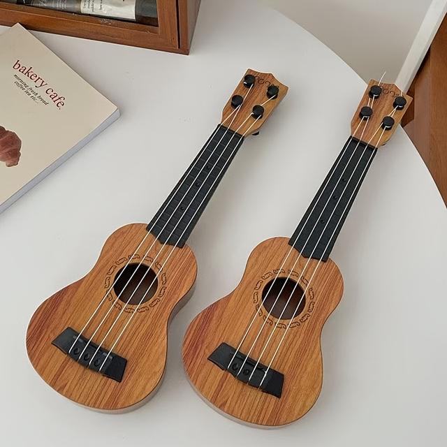TEMU Fa Színű Műanyag Ukulele | 4 Nylon Húrral, Ideális Kezdőknek, Hordozható és Tartós, Tökéletes Ajándék Halloweenre, Hálaadásra, Karácsonyra, Alkalmas Partikra, Utazáshoz és Ajándékot Keresőknek