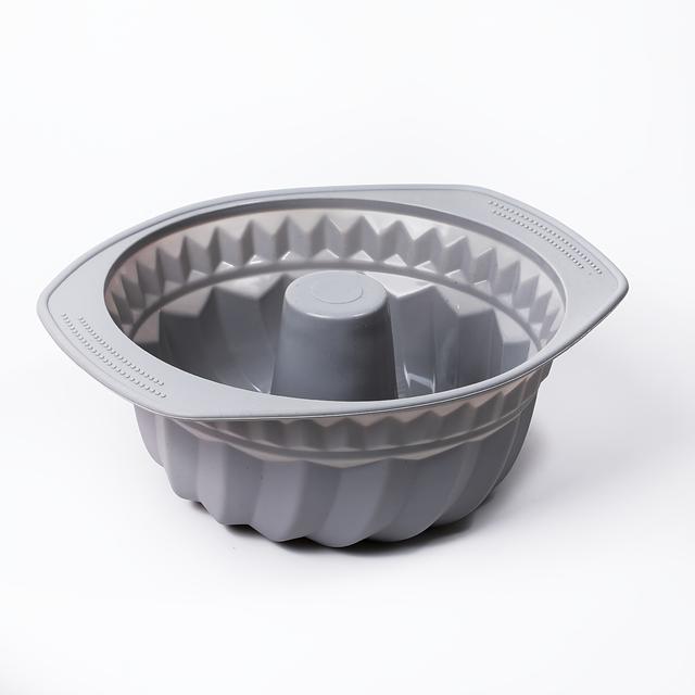 TEMU 1 ks světle šedá 10palcová silikonová forma na dort s protiskluzovou rukojetí, nepřilnavá silikonová drážková forma, DIY forma na dorty, želé, chleby, čokolády a želatinu