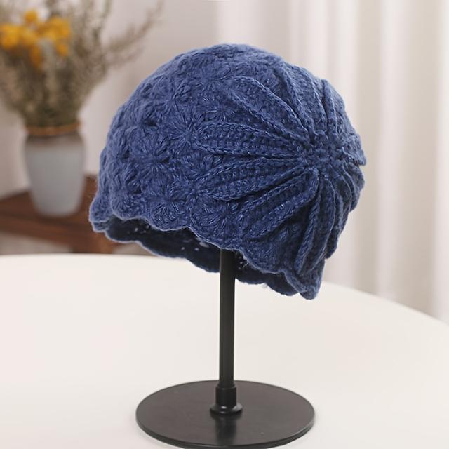 TEMU 1pc Gengao Women's Hollow Beanie - Lace Trimmed Winter Hat, Elastic Stretch Fit Lightweight Warm For Women, Hand Washable Fashion Accessory For Birthdays & Cold Weather, Comfortable Hat