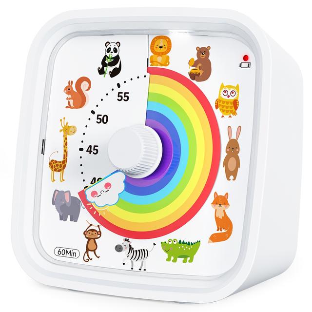 TEMU Vizuális időzítő , szárazföldi állatokkal díszített visszaszámláló óra opcionális riasztóval, csendes időmérő szintetikus drágakővel