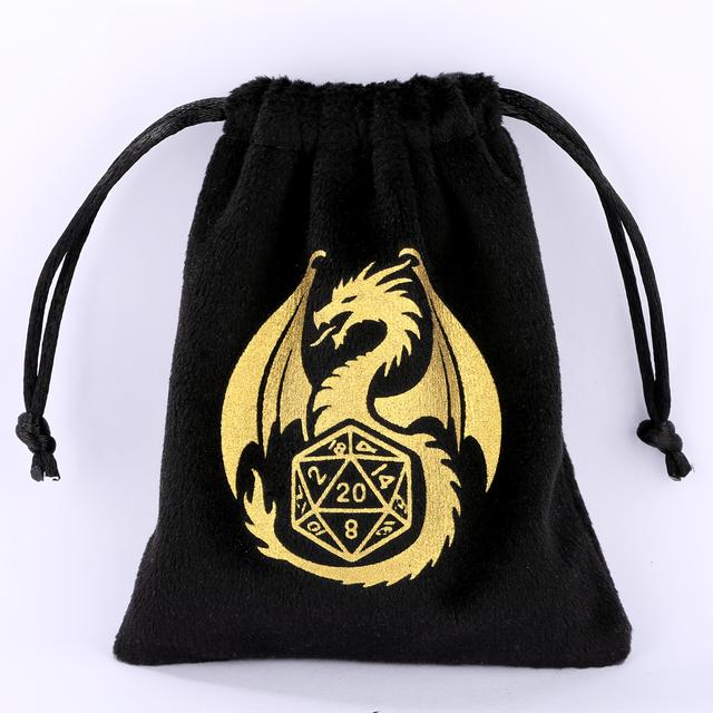 TEMU 1 ks Černá taška s draka a emblémem draka – Měkká, odolná a přenosná organizérka vhodná pro stolní RPG hry, cestování, kostky, karty, šperky a drobné předměty