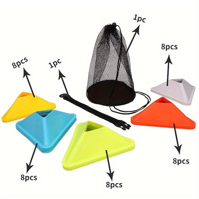 TEMU 22pcs / 42pcs Triangular Markers, Sign Plates, Obstacles For Football Training Equipment And Basketball Training Gear