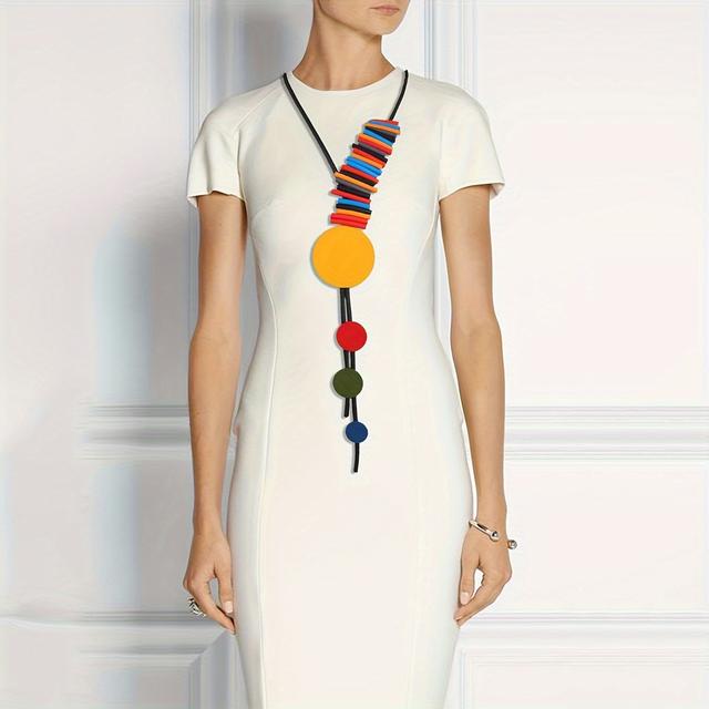 TEMU Boho Tribal -shape Silicone Necklace For Women - Fashion Long Jewelry Accessory For Daily And Party Occasions - Versatile Statement Piece