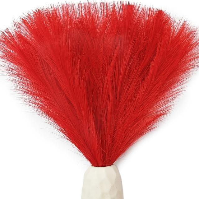 TEMU 40pcs Of Red Pampas Grass, 55cm Tall, Suitable For Mother's Day, Valentine's Day, Home Decoration, Weddings, And Thanksgiving Decor