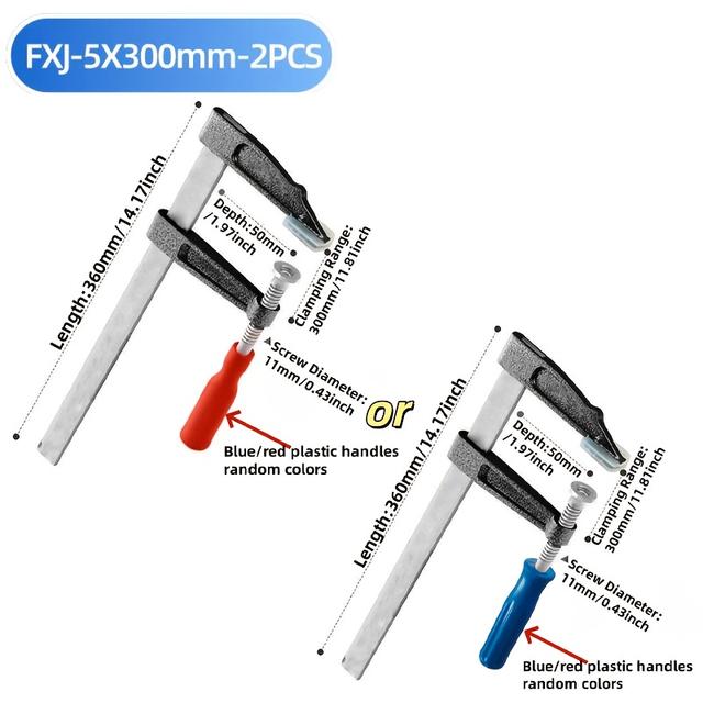 TEMU 2pcs Industrial-grade Adjustable Clamps Workbench Clamp With Durable Construction And Ergonomic Handle Heavy-duty F Clamps For Woodworking Angle Clamps
