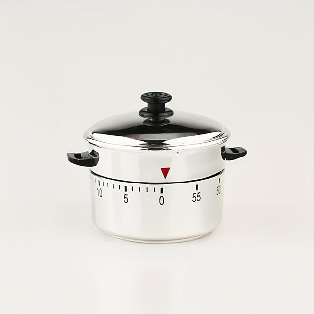 TEMU [Срібний кухонний таймер] Регульований срібний металевий кухонний таймер з функцією відліку | Не потребує живлення, підходить для домашньої кулінарії та управління часом