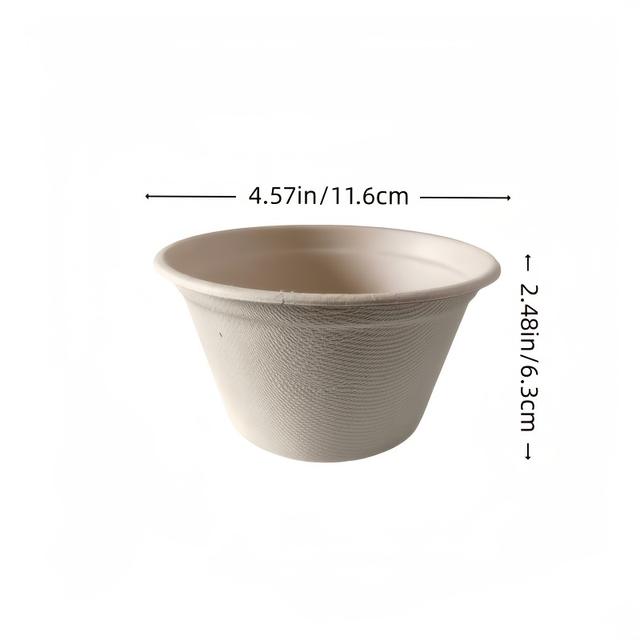 TEMU 50pcs Disposable Paper Bowls, Made From Sugarcane , Ideal For Parties, Catering, Weddings, And Kitchen Use