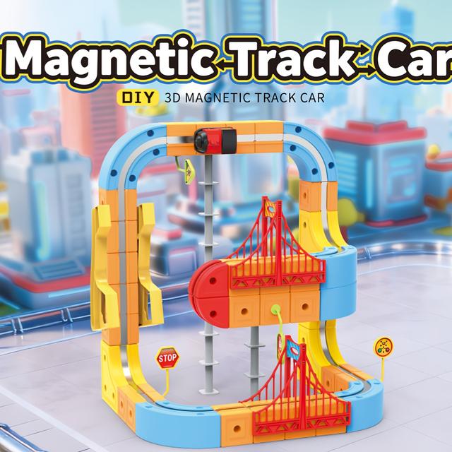 TEMU 66/88/155pcs Magnetic Track Building With Electric Train - - Race Car Suitable For 3+, Birthday Party Gift, Race Track Sets